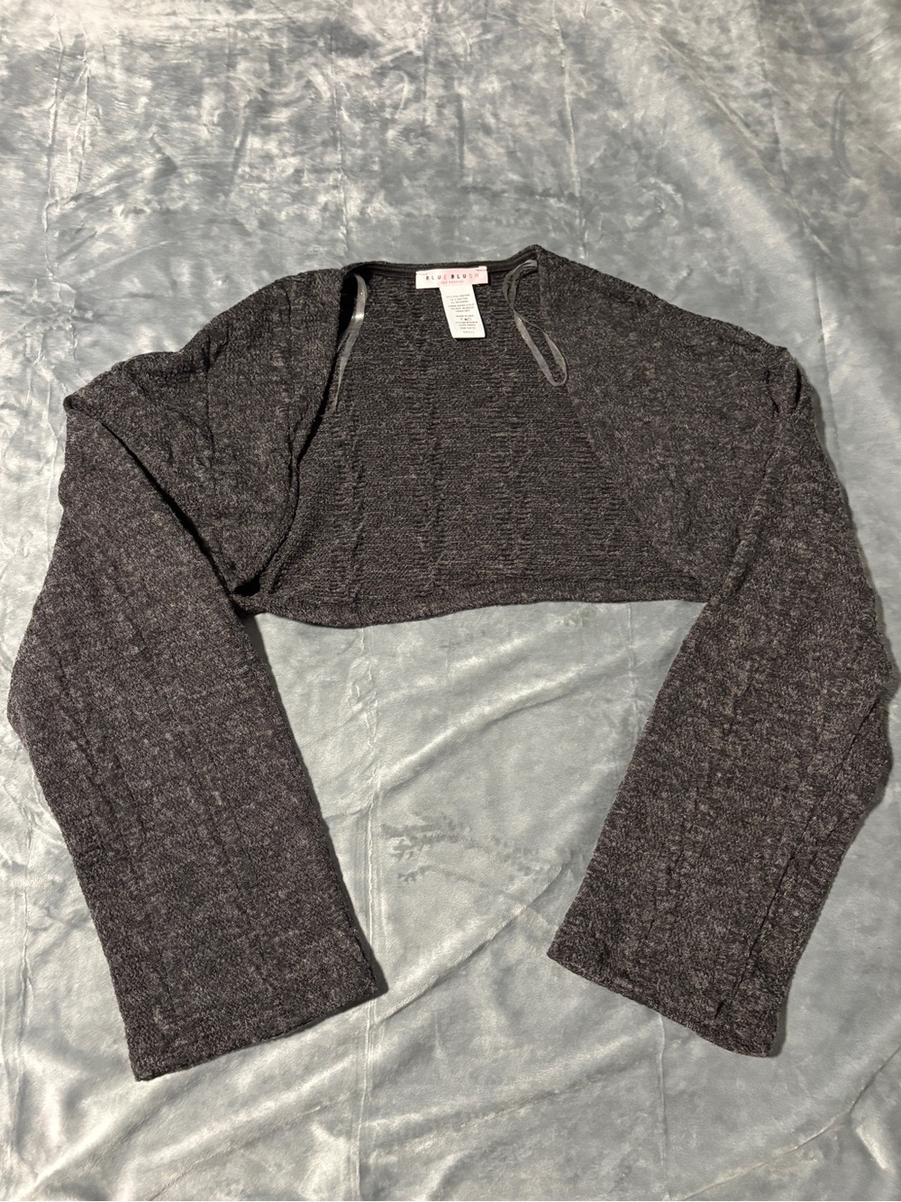 Blue Blush LA Charcoal Gray Cropped Cable Knit Bolero Sweater Shrug S